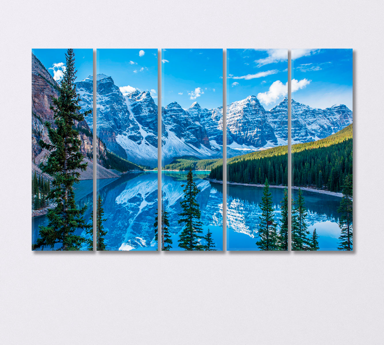 Moraine Lake and Rocky Mountains Canada Canvas Print-Canvas Print-CetArt-5 Panels-36x24 inches-CetArt