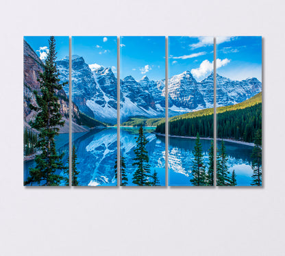 Moraine Lake and Rocky Mountains Canada Canvas Print-Canvas Print-CetArt-5 Panels-36x24 inches-CetArt