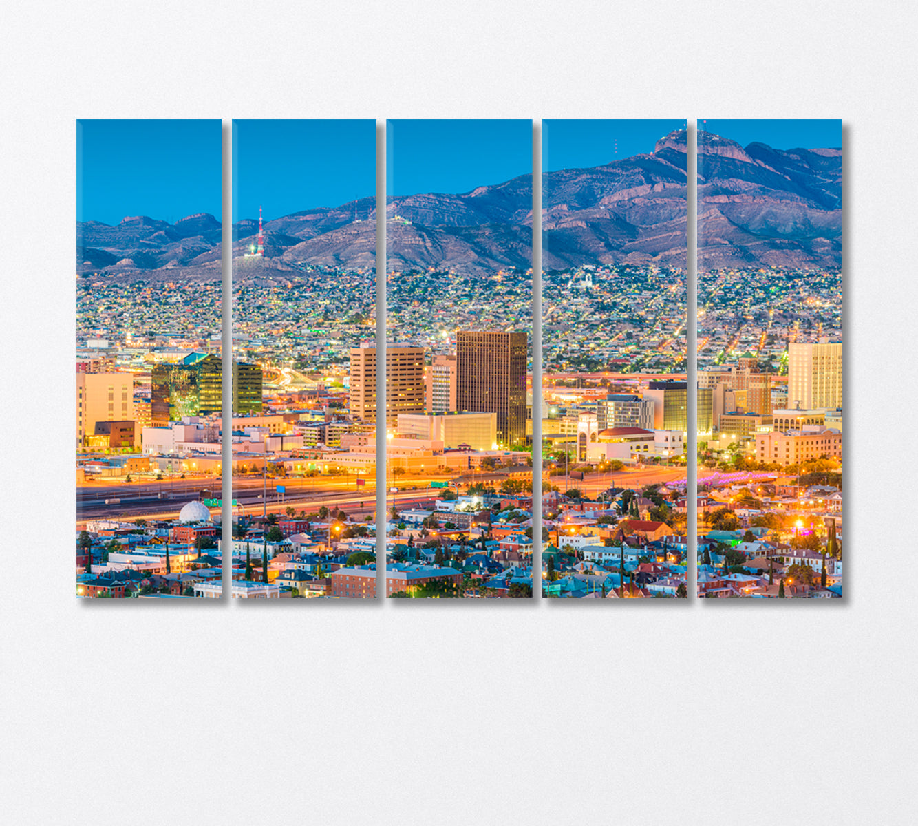 Night Lights El Paso Texas USA Canvas Print-Canvas Print-CetArt-5 Panels-36x24 inches-CetArt