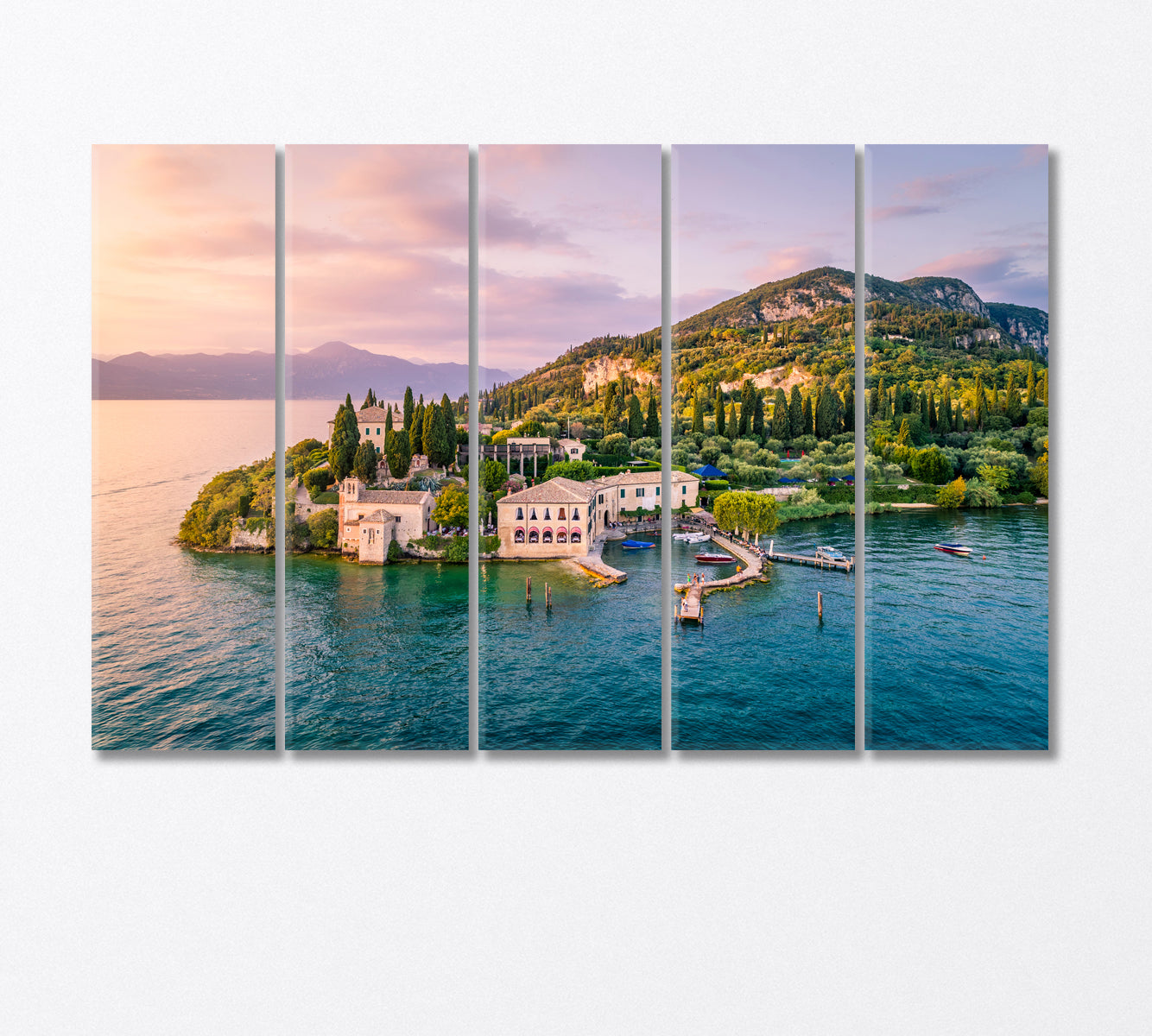 Sirmione Peninsula on Lake Garda Italy Canvas Print-Canvas Print-CetArt-5 Panels-36x24 inches-CetArt