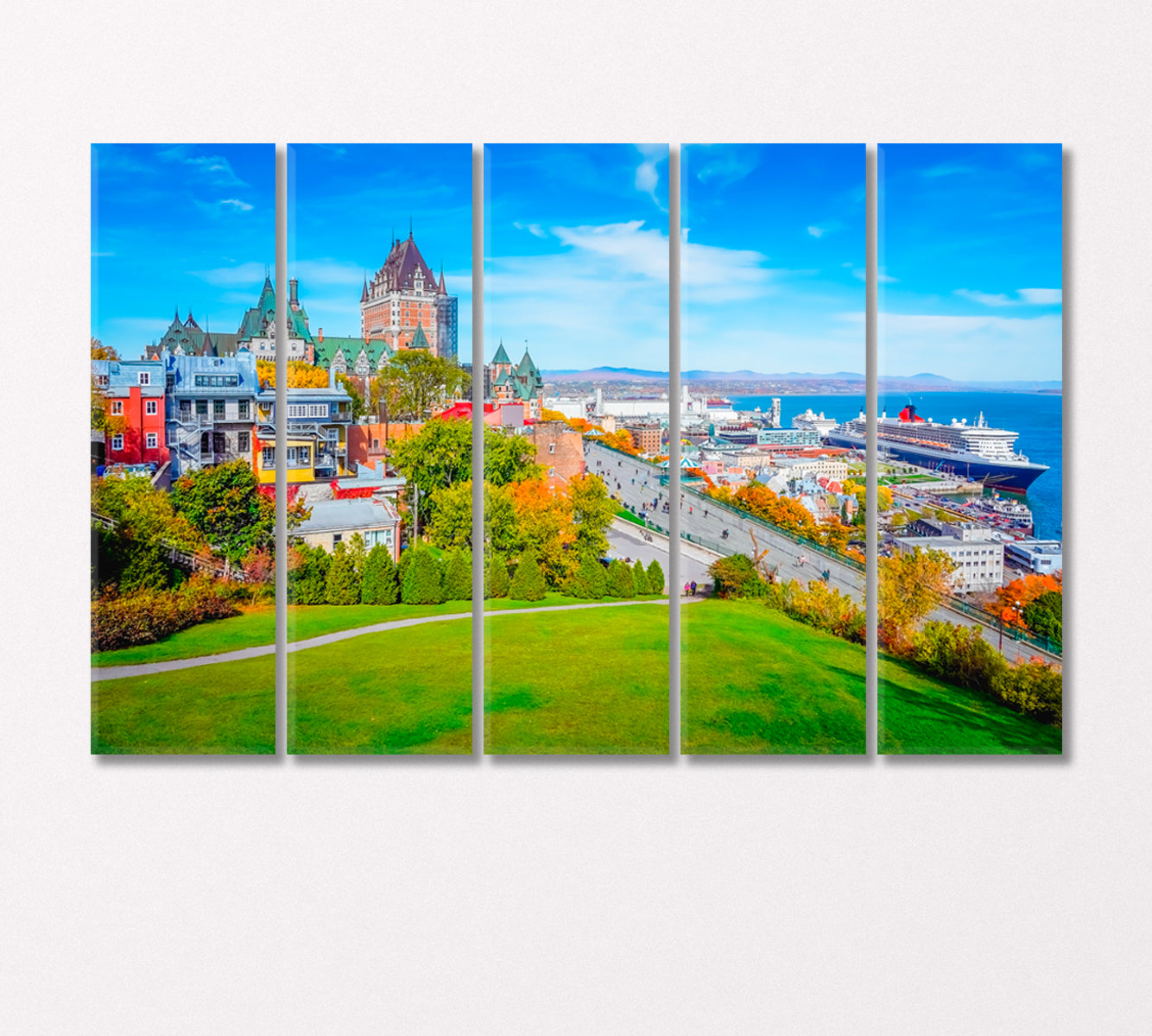 Famous Frontenac Castle Quebec City Canada Canvas Print-Canvas Print-CetArt-5 Panels-36x24 inches-CetArt