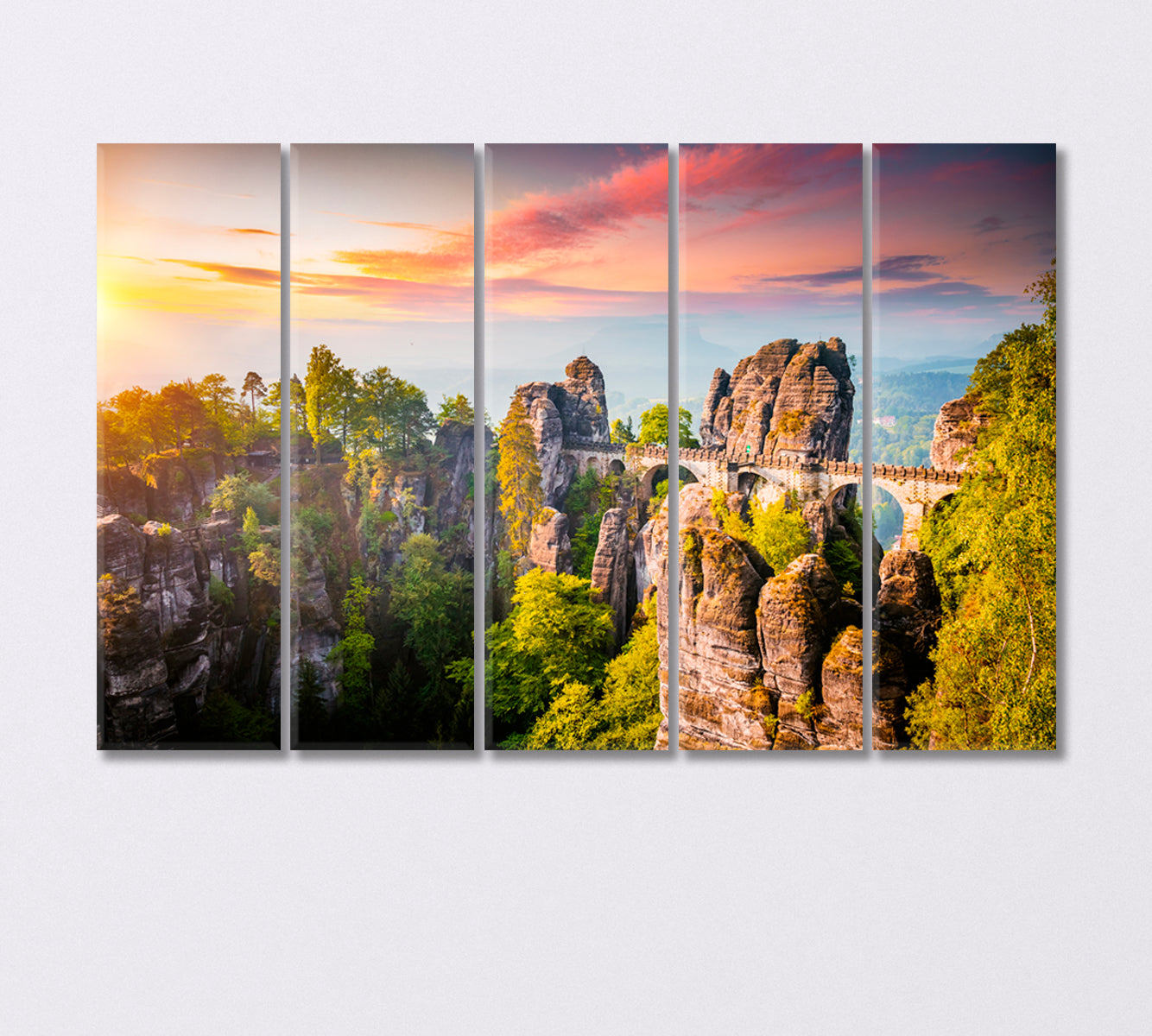 Elbe Sandstone Mountains Germany Canvas Print-Canvas Print-CetArt-5 Panels-36x24 inches-CetArt