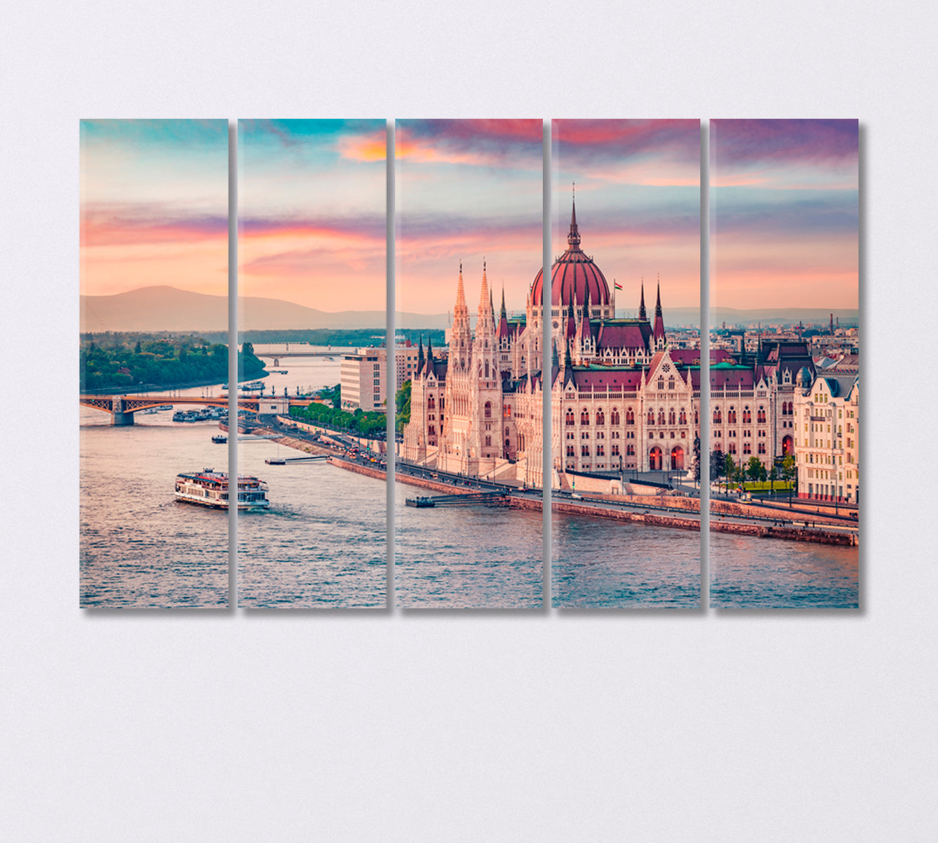 Hungarian Parliament Building in Budapest Canvas Print-Canvas Print-CetArt-5 Panels-36x24 inches-CetArt