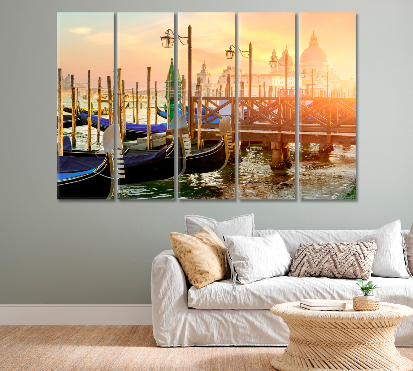 Gondolas in Grand Canal Venice Italy Canvas Print-Canvas Print-CetArt-1 Panel-24x16 inches-CetArt