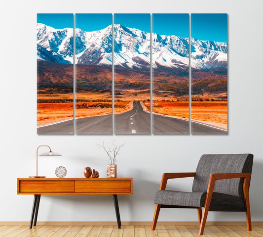 Road in Altai and the North Chuisky Mountain Range Canvas Print-Canvas Print-CetArt-1 Panel-24x16 inches-CetArt