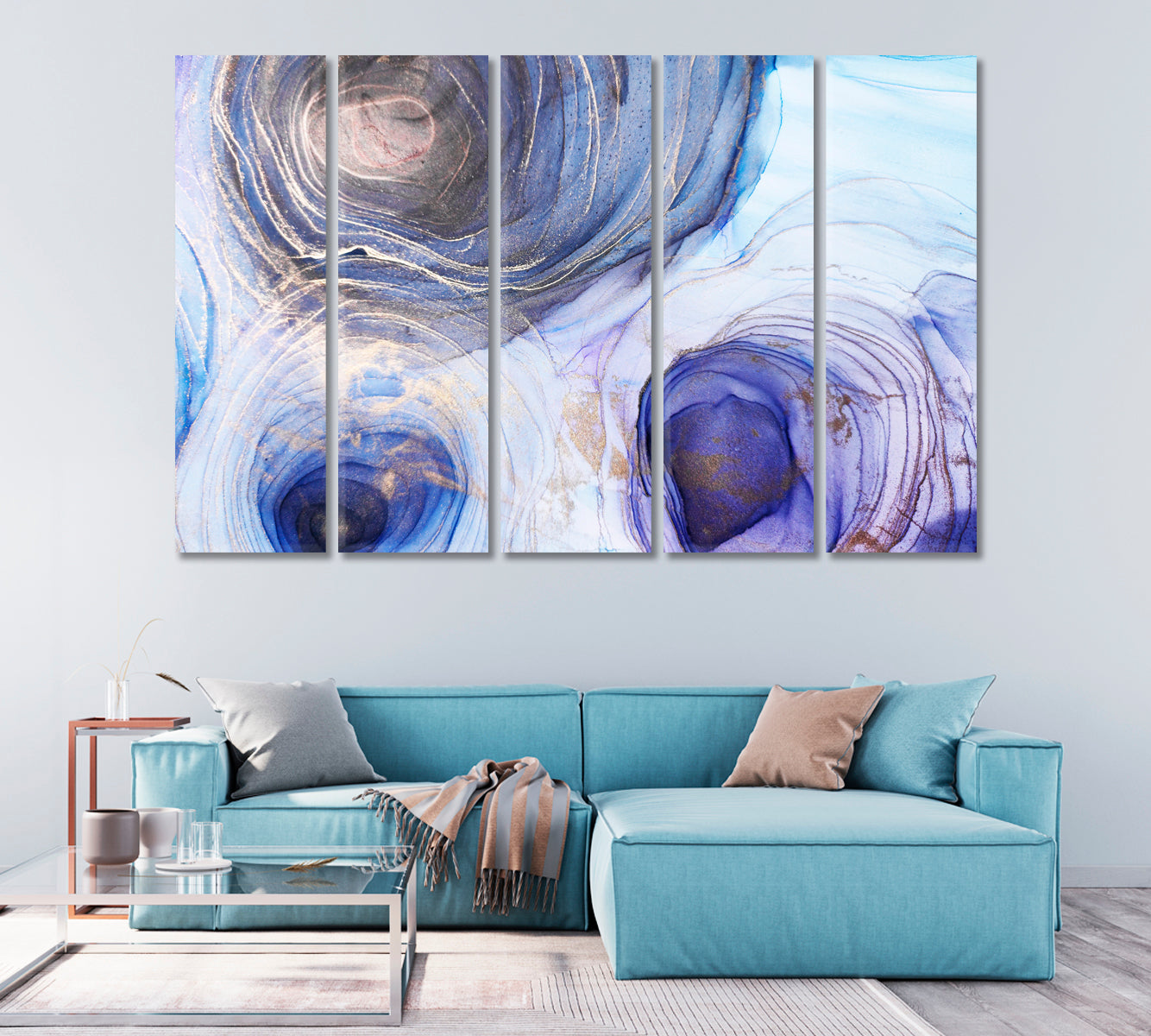 Stunning Abstract Blue Circles Canvas Print-Canvas Print-CetArt-1 Panel-24x16 inches-CetArt