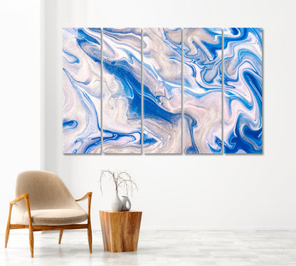 Abstract Liquid Blue Beige Marble Canvas Print-Canvas Print-CetArt-1 Panel-24x16 inches-CetArt