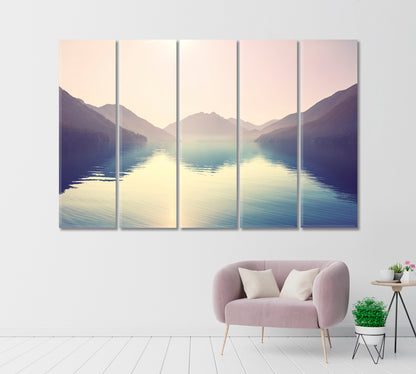 Serenity Mountain Landscape with Lake Canvas Print-Canvas Print-CetArt-1 Panel-24x16 inches-CetArt