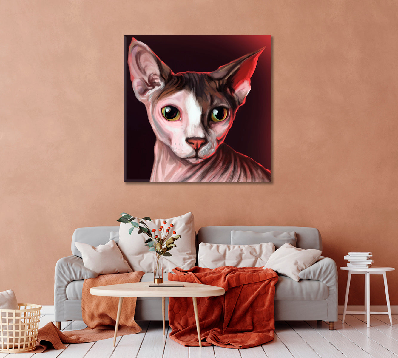 Sphynx Cat Portrait Canvas Print-Canvas Print-CetArt-1 panel-12x12 inches-CetArt