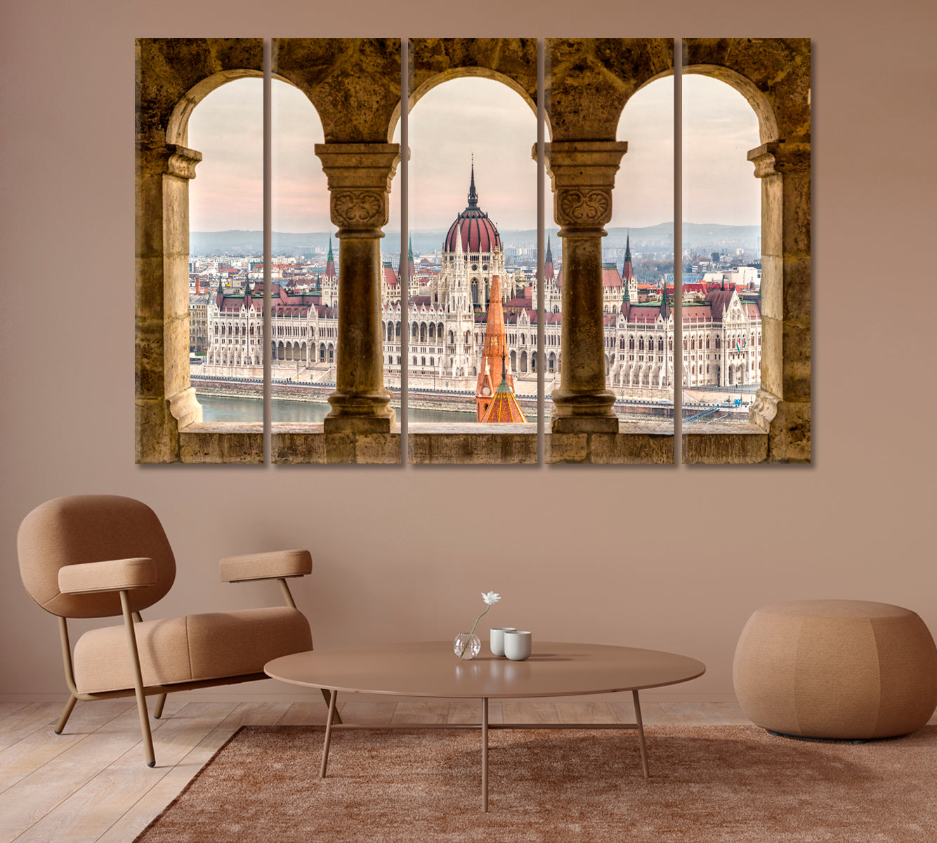 Budapest Parliament View Through Fisherman's Bastion Hungary Canvas Print-Canvas Print-CetArt-1 Panel-24x16 inches-CetArt