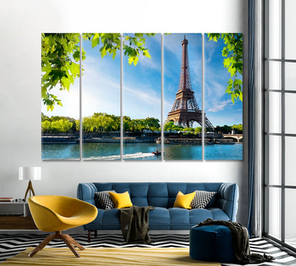 River Seine and Eiffel Tower Paris Canvas Print-Canvas Print-CetArt-1 Panel-24x16 inches-CetArt