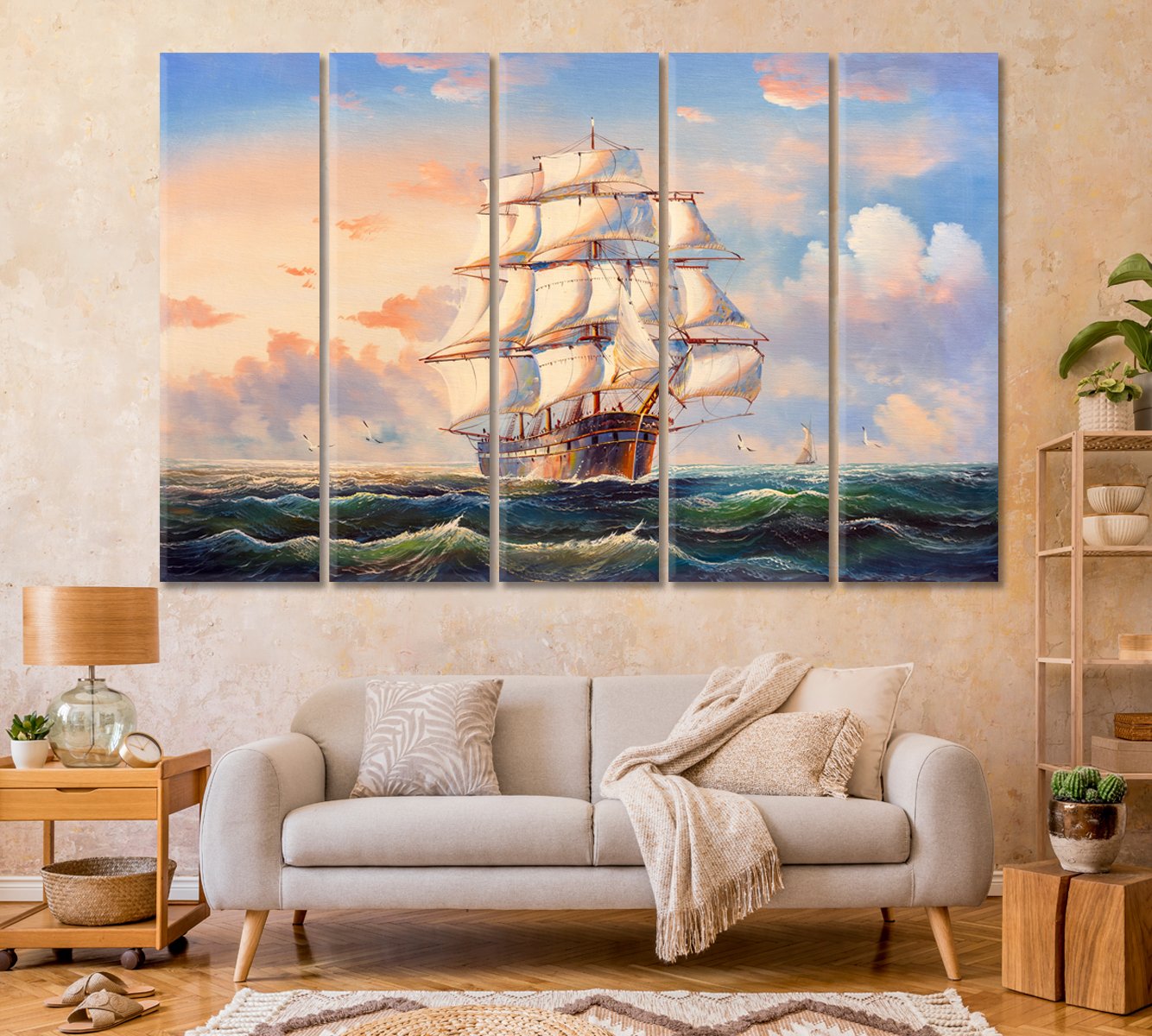 Big Sailboat at Sea Canvas Print-Canvas Print-CetArt-1 Panel-24x16 inches-CetArt