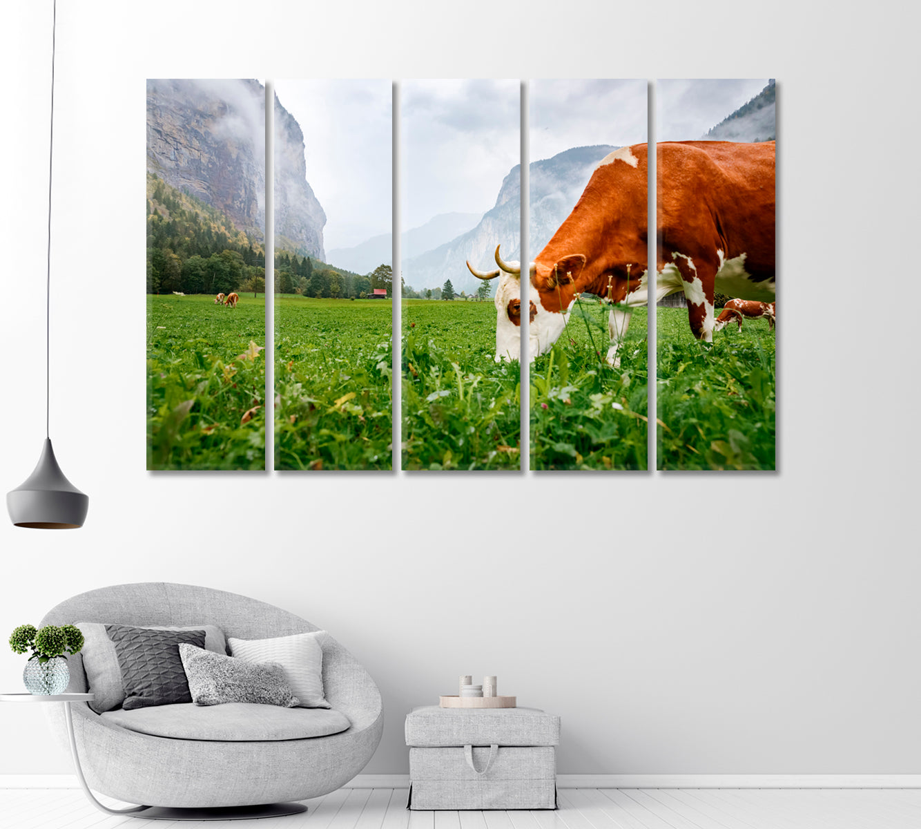 Traditional Swiss Cows Canvas Print-Canvas Print-CetArt-1 Panel-24x16 inches-CetArt