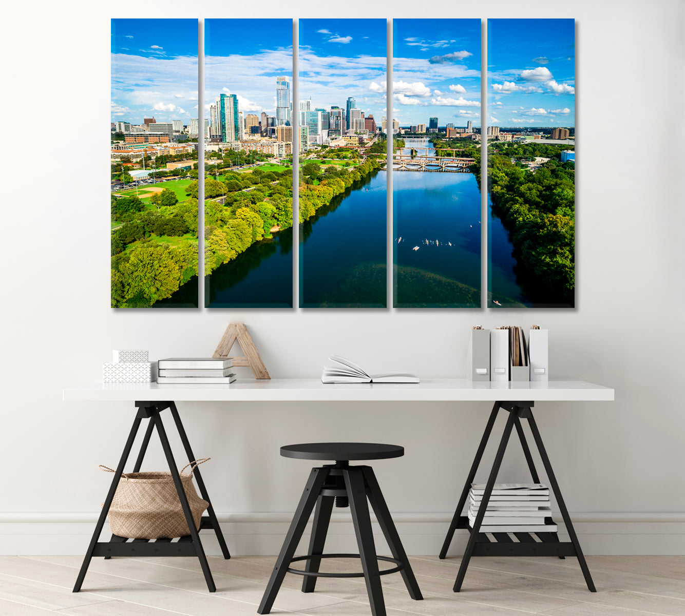 Austin City and Lake Colorado Canvas Print-Canvas Print-CetArt-1 Panel-24x16 inches-CetArt