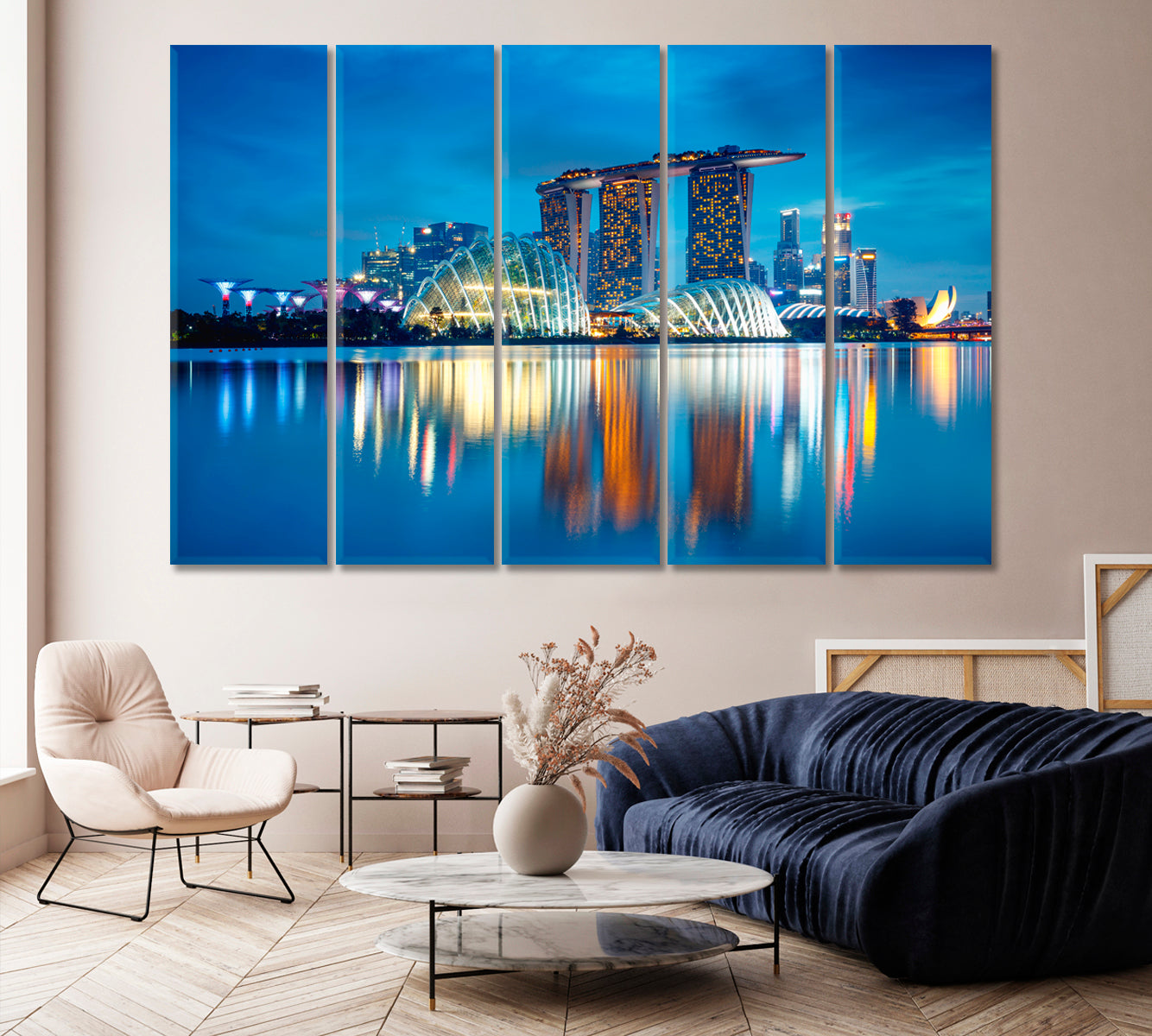 Singapore City Skyline at Dusk Canvas Print-Canvas Print-CetArt-1 Panel-24x16 inches-CetArt