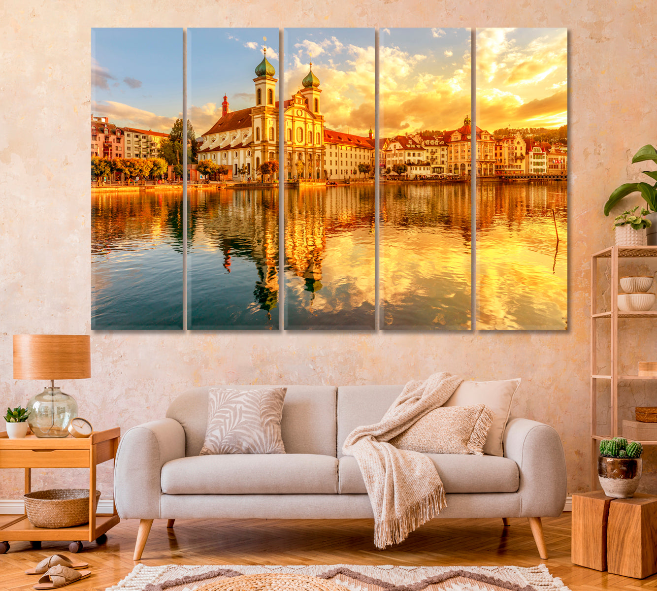 Sunset over the Cathedral of St Francis Xavier Switzerland Canvas Print-Canvas Print-CetArt-1 Panel-24x16 inches-CetArt