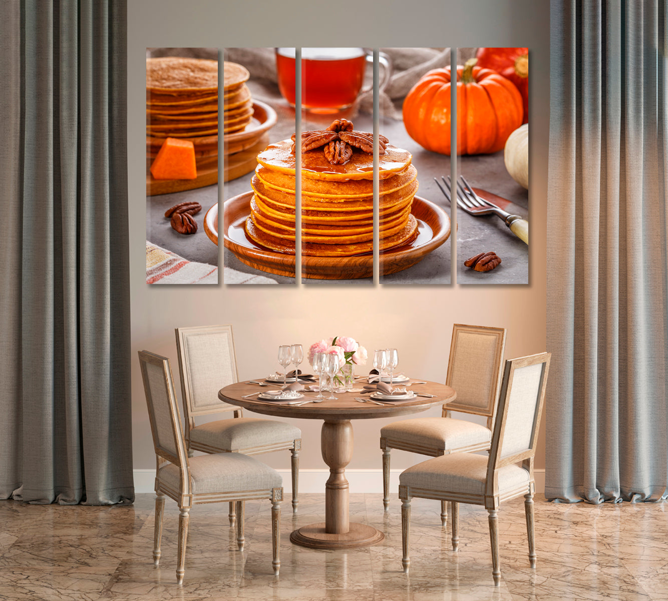 Pumpkin Pancakes with Pecans Canvas Print-Canvas Print-CetArt-1 Panel-24x16 inches-CetArt