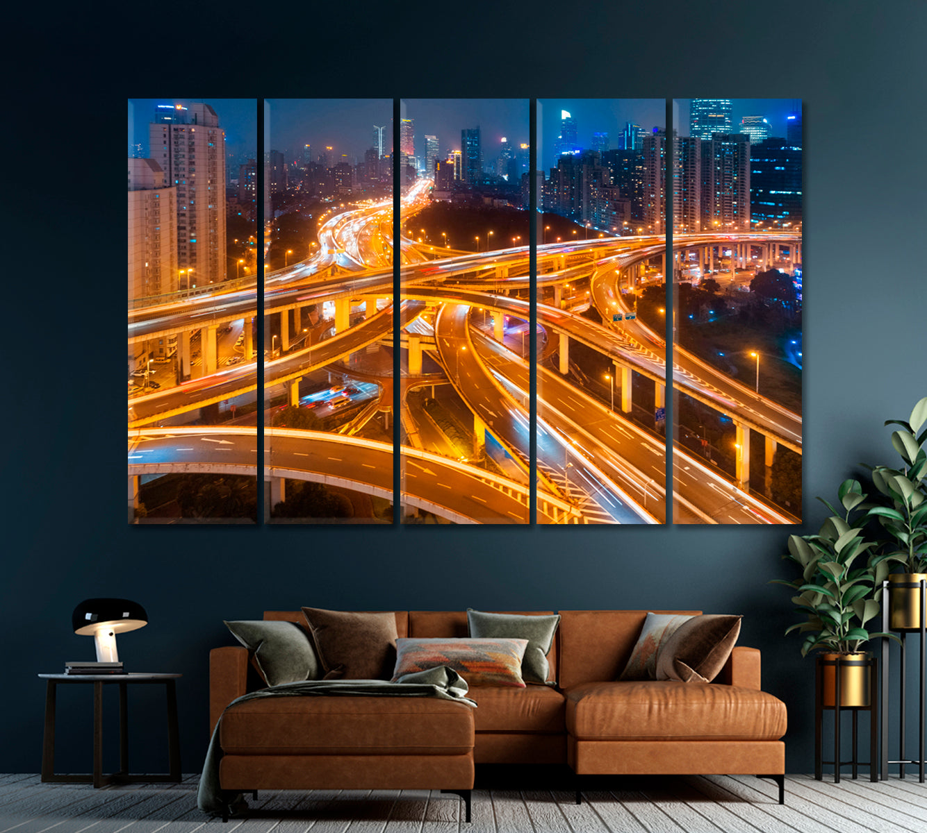 Shanghai Night Highway Canvas Print-Canvas Print-CetArt-1 Panel-24x16 inches-CetArt