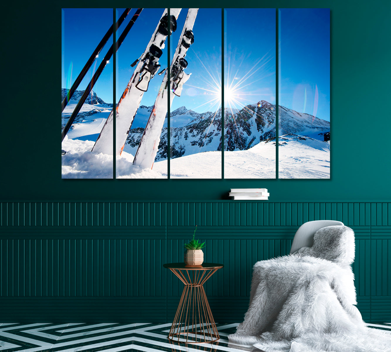 Ski Equipment in Mountains in Snow Canvas Print-Canvas Print-CetArt-1 Panel-24x16 inches-CetArt