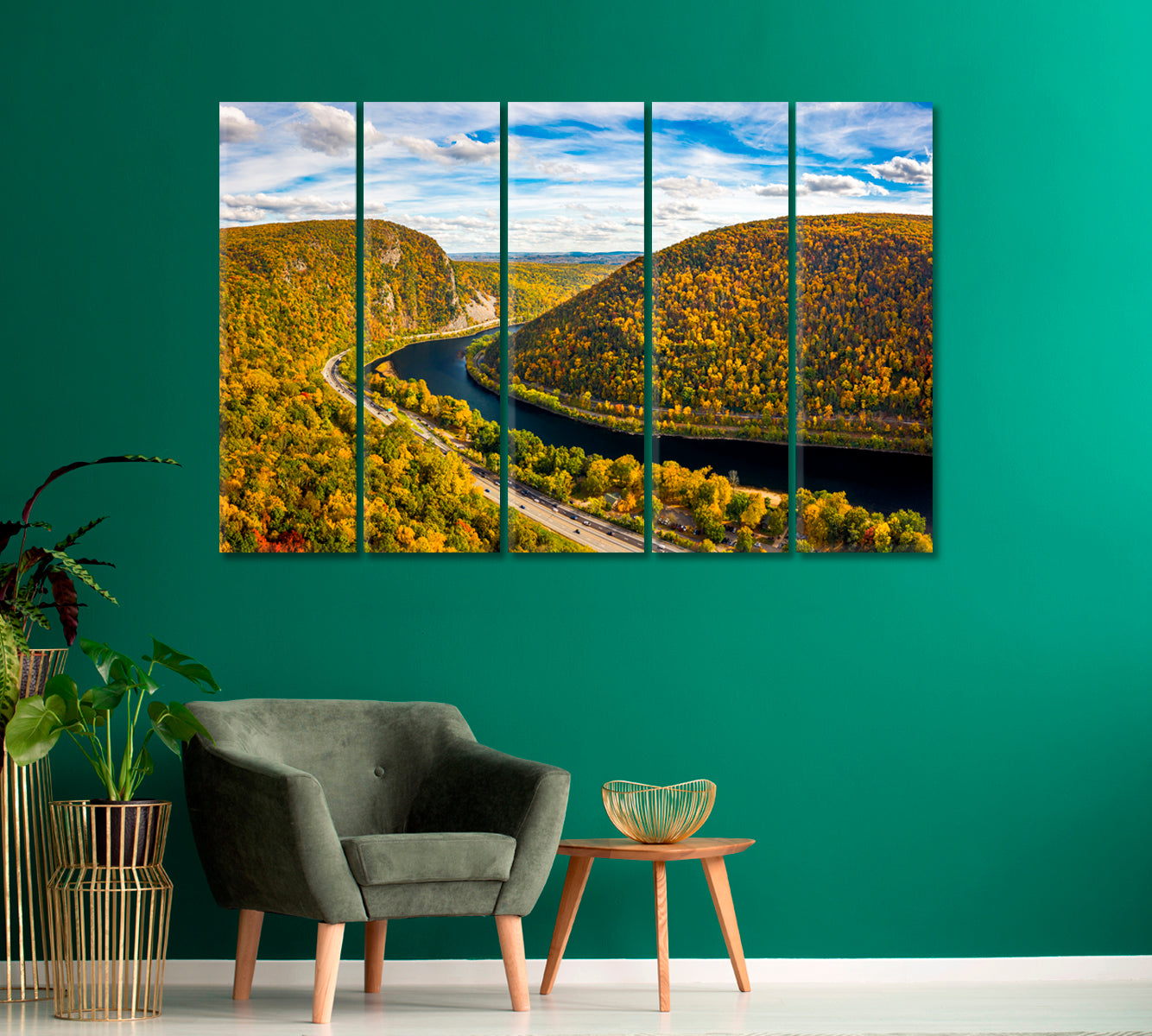 Delaware Water Gap at Autumn Day New Jersey and Pennsylvania Canvas Print-Canvas Print-CetArt-1 Panel-24x16 inches-CetArt