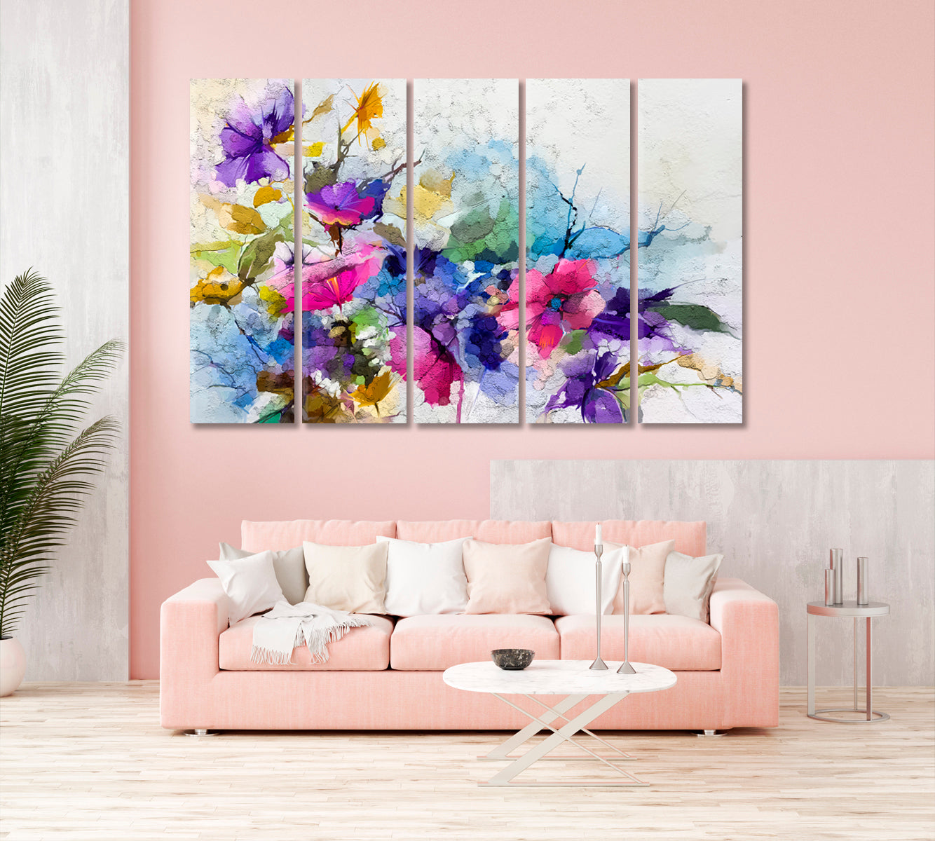 Modern Abstract Flowers Canvas Print-Canvas Print-CetArt-1 Panel-24x16 inches-CetArt