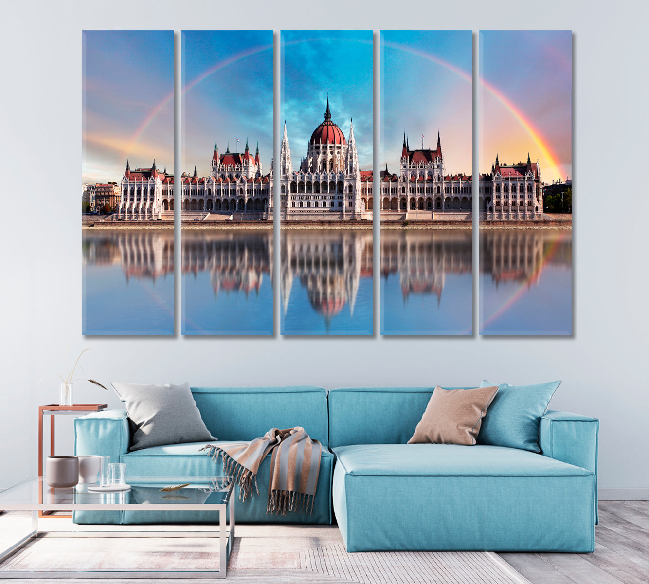 Hungarian Parliament with Reflection in Danube River Canvas Print-Canvas Print-CetArt-1 Panel-24x16 inches-CetArt