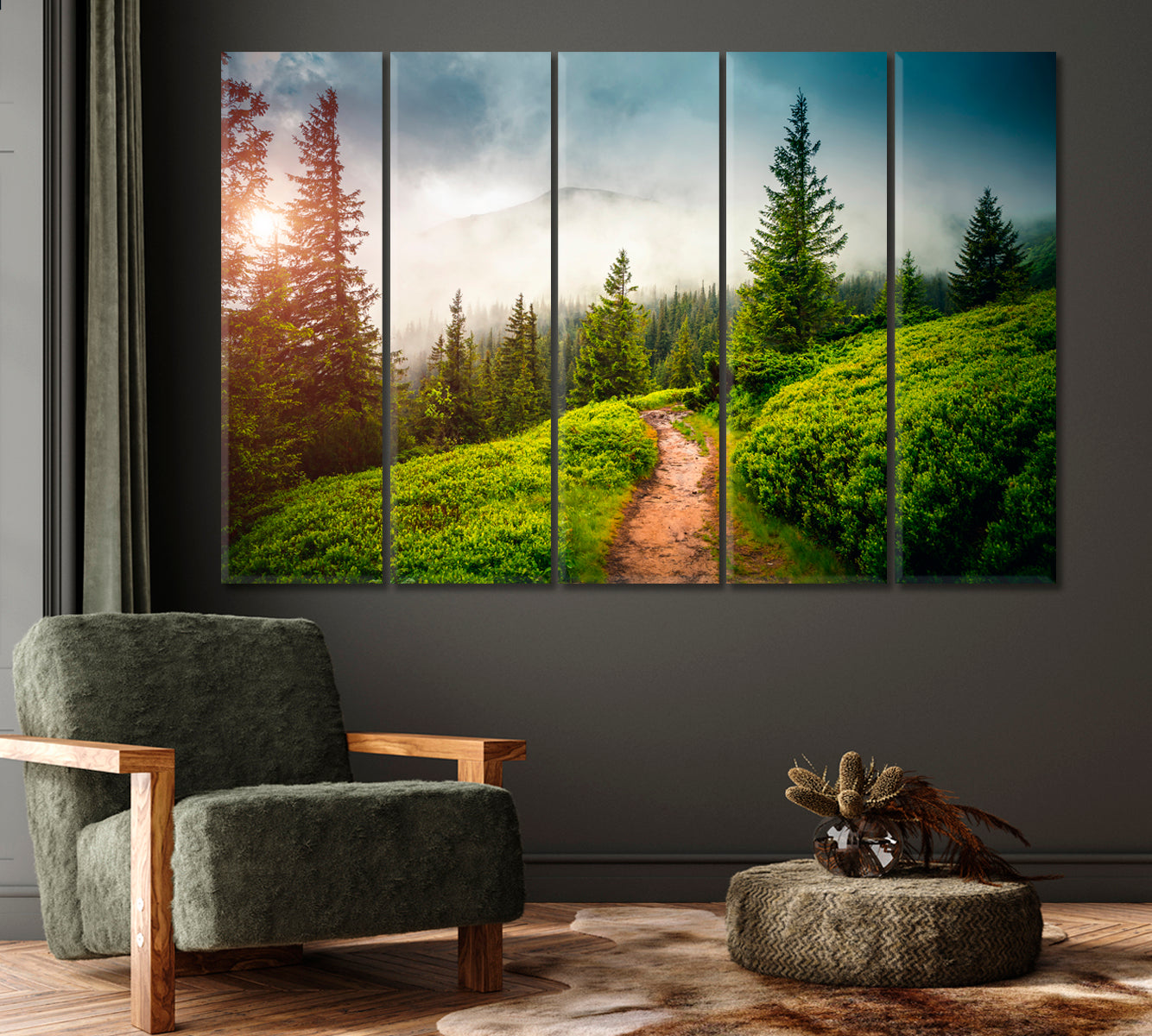 Foggy Morning in the Ukrainian Carpathian Mountains Canvas Print-Canvas Print-CetArt-1 Panel-24x16 inches-CetArt