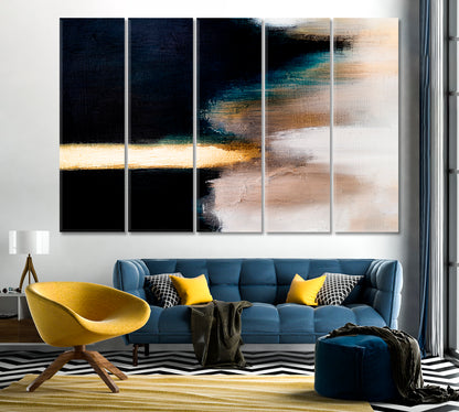 Contemporary Art Abstract Brush Strokes Canvas Print-Canvas Print-CetArt-5 Panels-36x24 inches-CetArt