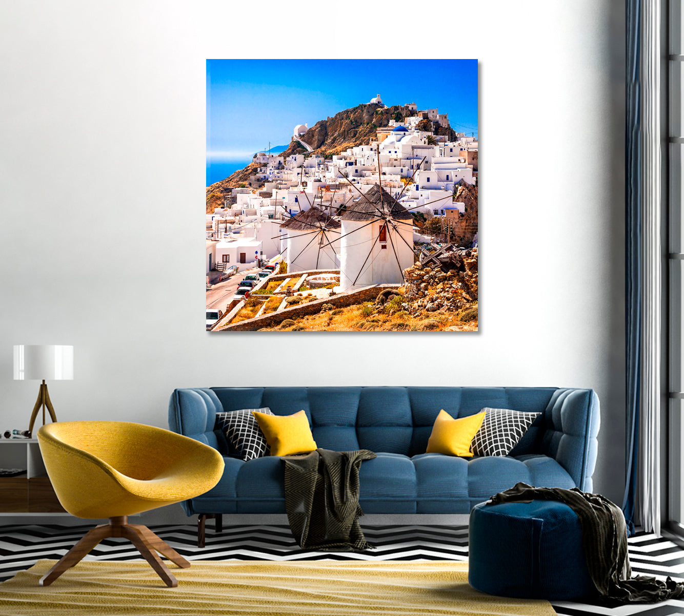 Serifos Island Chora Village and Windmills Greece Canvas Print-Canvas Print-CetArt-1 panel-12x12 inches-CetArt