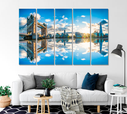 Sunset Over Tower Bridge and River Thames London Canvas Print-Canvas Print-CetArt-1 Panel-24x16 inches-CetArt