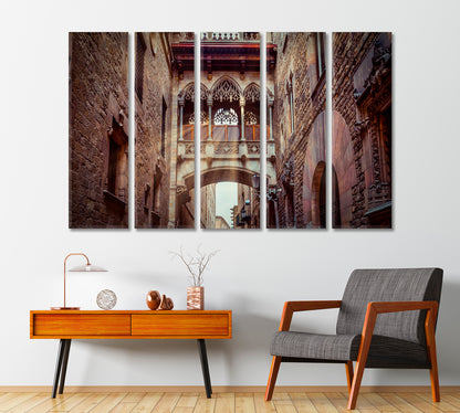 Bridge in Carrer del Bisbe in Barri Gotic Barcelona Catalonia Spain Canvas Print-Canvas Print-CetArt-1 Panel-24x16 inches-CetArt