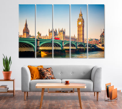 Big Ben and Westminster Bridge in London UK Canvas Print-Canvas Print-CetArt-1 Panel-24x16 inches-CetArt