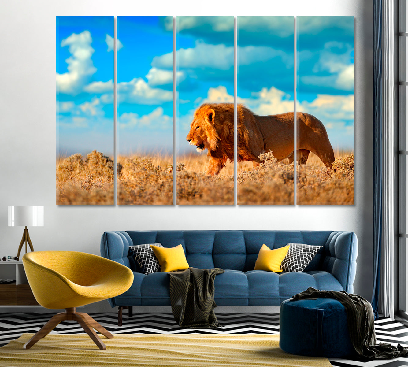 Wild African Lion Canvas Print-Canvas Print-CetArt-1 Panel-24x16 inches-CetArt