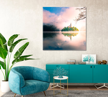 Bled Lake at Fog Slovenia Canvas Print-Canvas Print-CetArt-1 panel-12x12 inches-CetArt