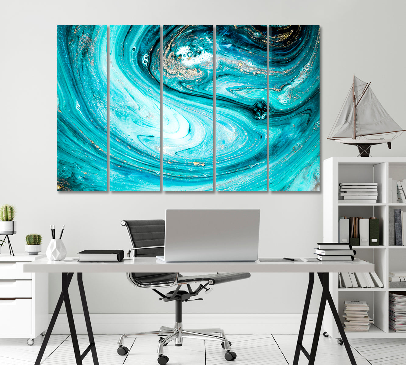 Abstract Blue Ocean Waves Canvas Print-Canvas Print-CetArt-1 Panel-24x16 inches-CetArt