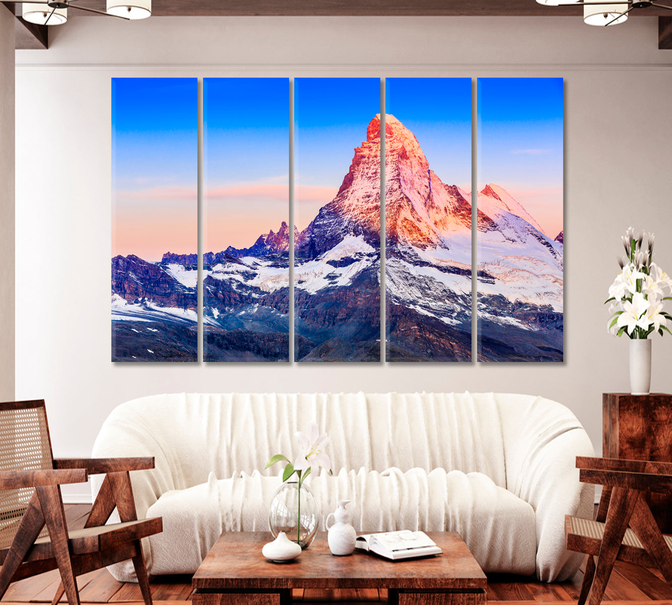 Mountain Matterhorn the Border Between Italy and Switzerland Canvas Print-Canvas Print-CetArt-1 Panel-24x16 inches-CetArt