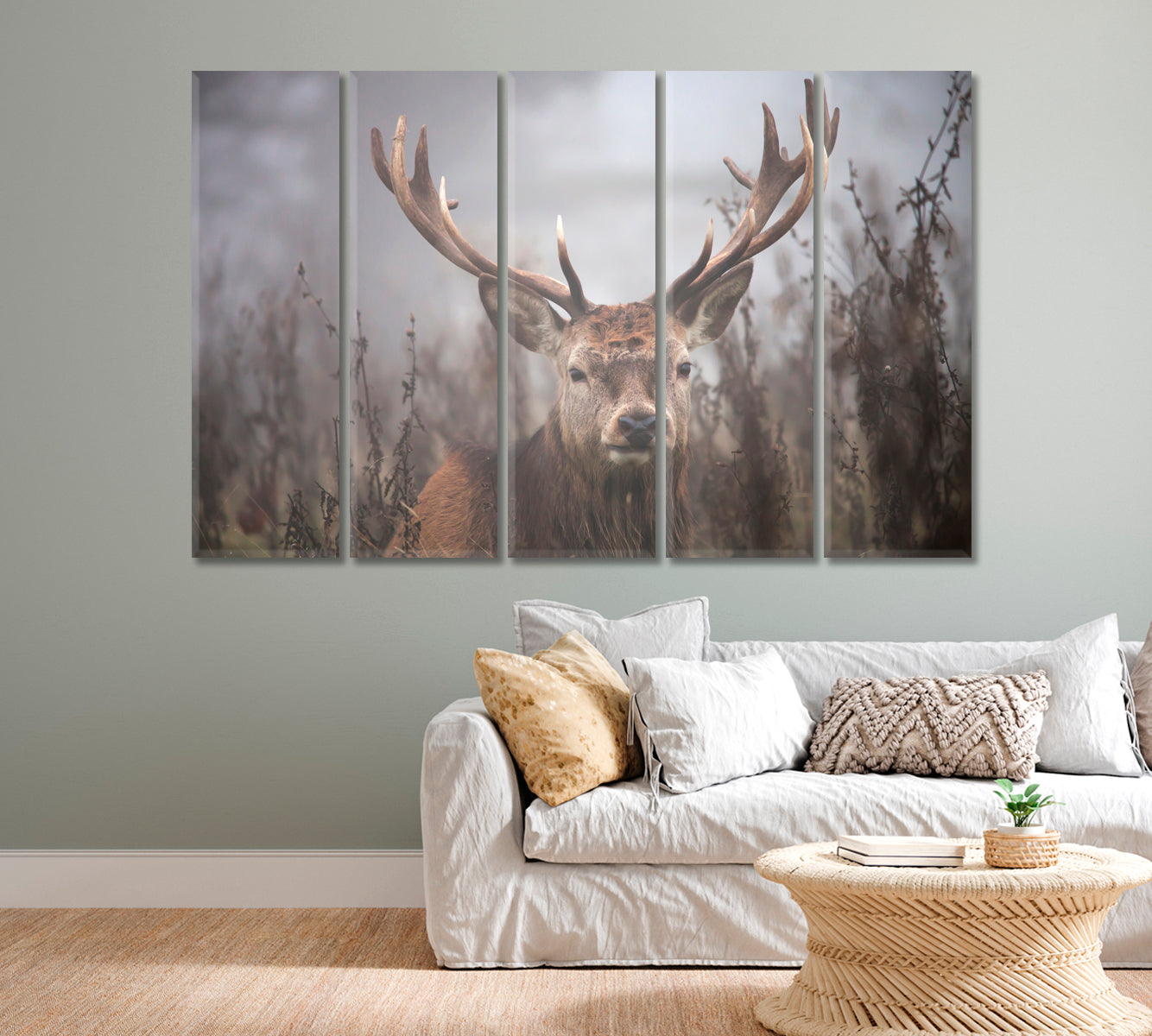 Deer in the Fog Wildlife Canvas Print-Canvas Print-CetArt-1 Panel-24x16 inches-CetArt