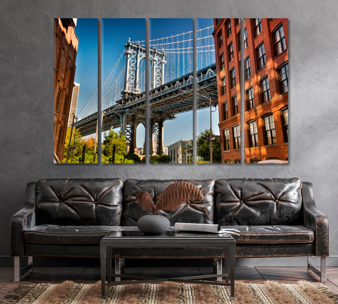 Manhattan Bridge Dumbo Brooklyn New York USA Canvas Print-Canvas Print-CetArt-1 Panel-24x16 inches-CetArt