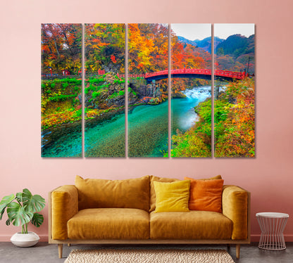 Shinkyo Bridge in Autumn Season Japan Canvas Print-Canvas Print-CetArt-1 Panel-24x16 inches-CetArt