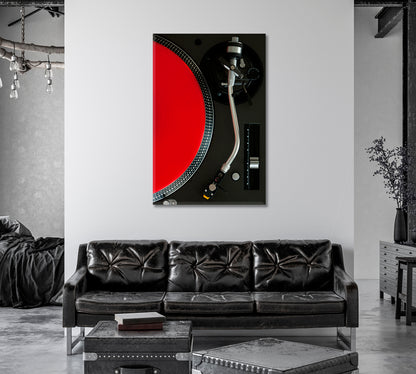 Record Player with Red Vinyl Record Canvas Print-Canvas Print-CetArt-1 panel-16x24 inches-CetArt