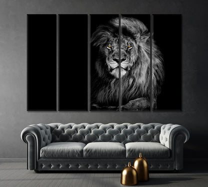 Lion King in Black and White Art Canvas Print-Canvas Print-CetArt-1 Panel-24x16 inches-CetArt