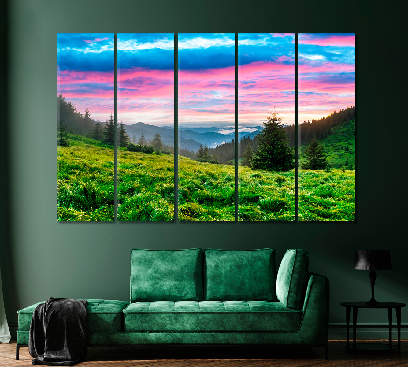 Mountain Glade During Beautiful Sunset Canvas Print-Canvas Print-CetArt-1 Panel-24x16 inches-CetArt