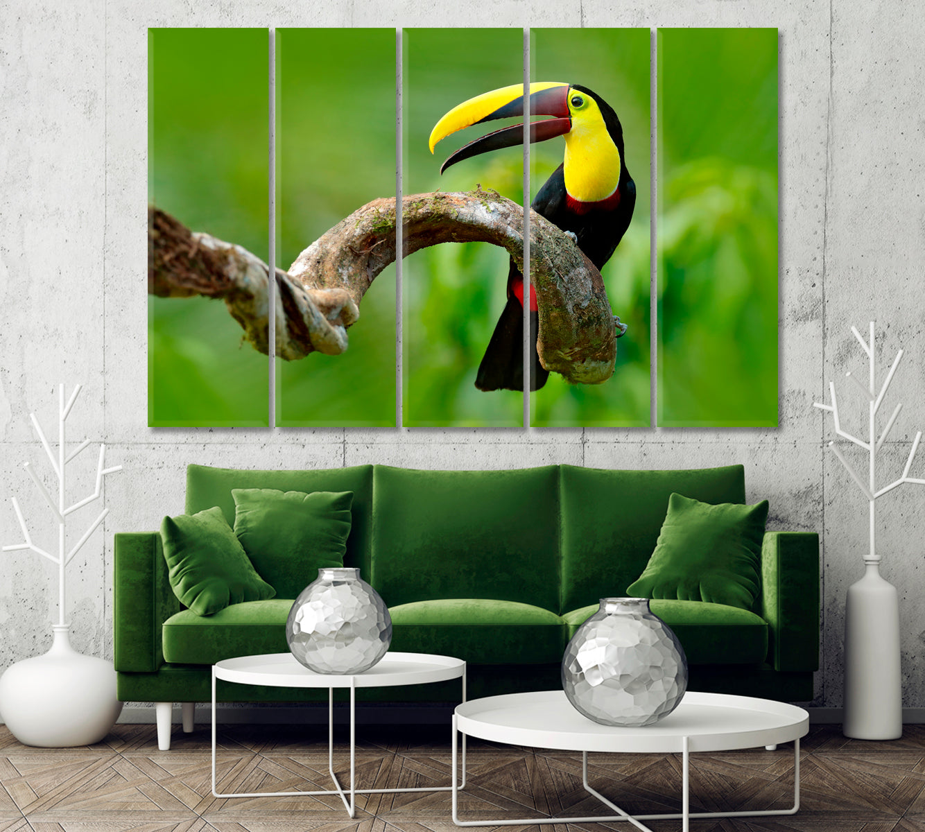 Toucan Bird Sitting on Branch Canvas Print-Canvas Print-CetArt-1 Panel-24x16 inches-CetArt