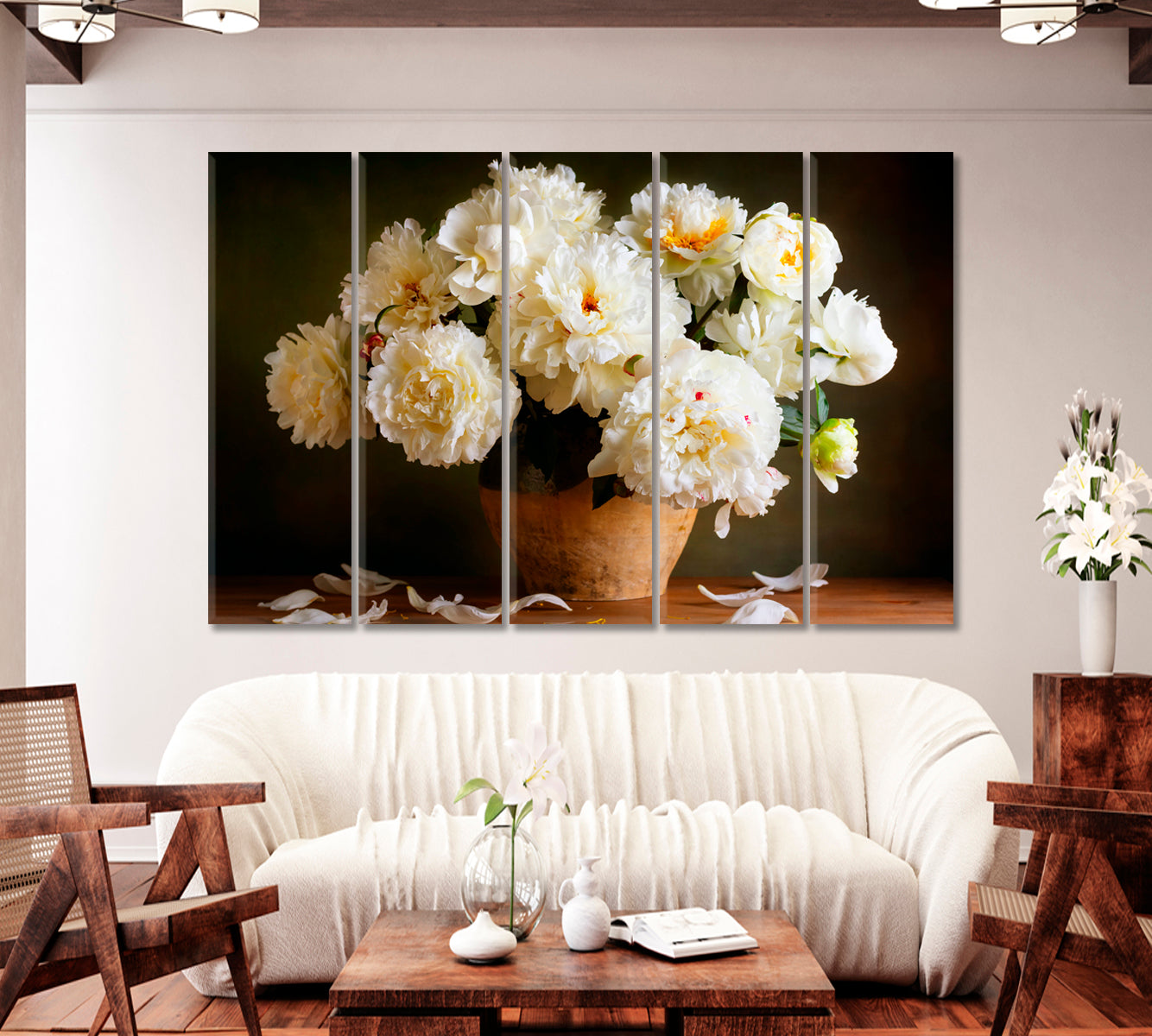 Still Life White Peonies Canvas Print-Canvas Print-CetArt-1 Panel-24x16 inches-CetArt