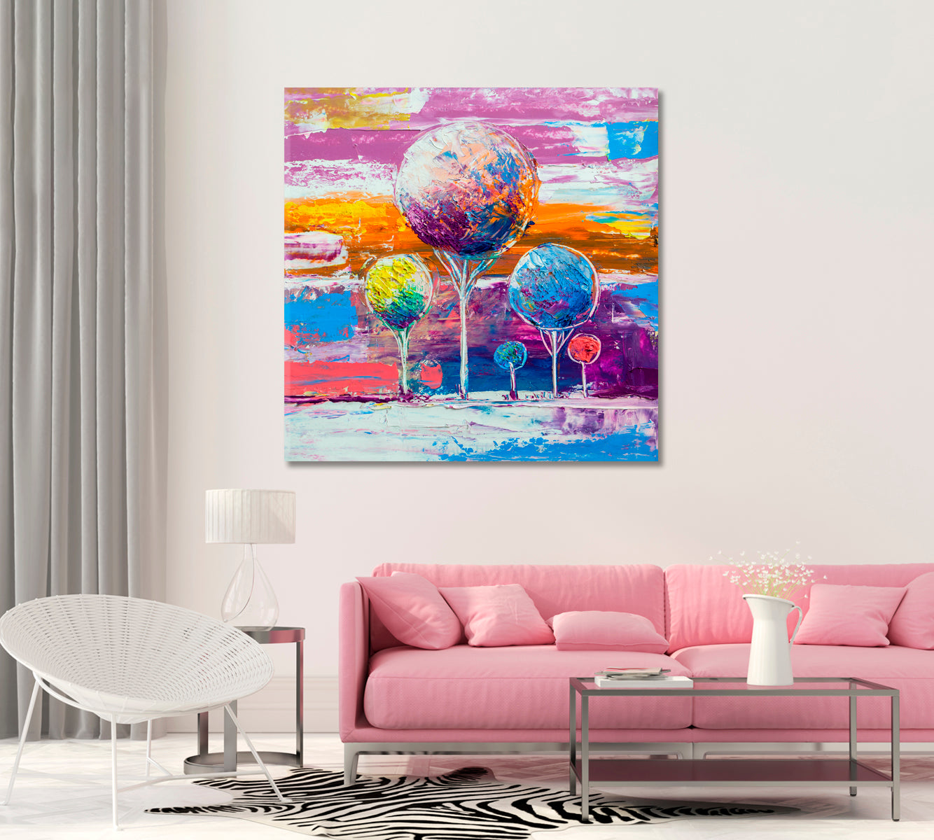 Abstract Multicolor Trees Canvas Print-Canvas Print-CetArt-1 panel-12x12 inches-CetArt