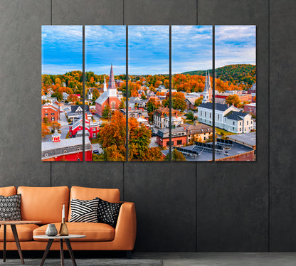 Autumn City Montpelier Vermont USA Canvas Print-Canvas Print-CetArt-1 Panel-24x16 inches-CetArt