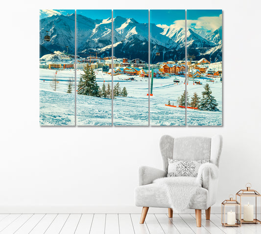 Ski Resort in French Alps Canvas Print-Canvas Print-CetArt-1 Panel-24x16 inches-CetArt