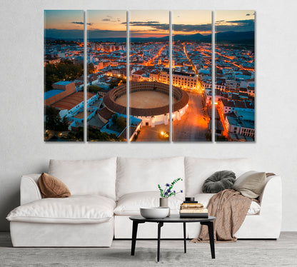 Plaza De Toros De Ronda Aerial View at Night Spain Canvas Print-Canvas Print-CetArt-1 Panel-24x16 inches-CetArt