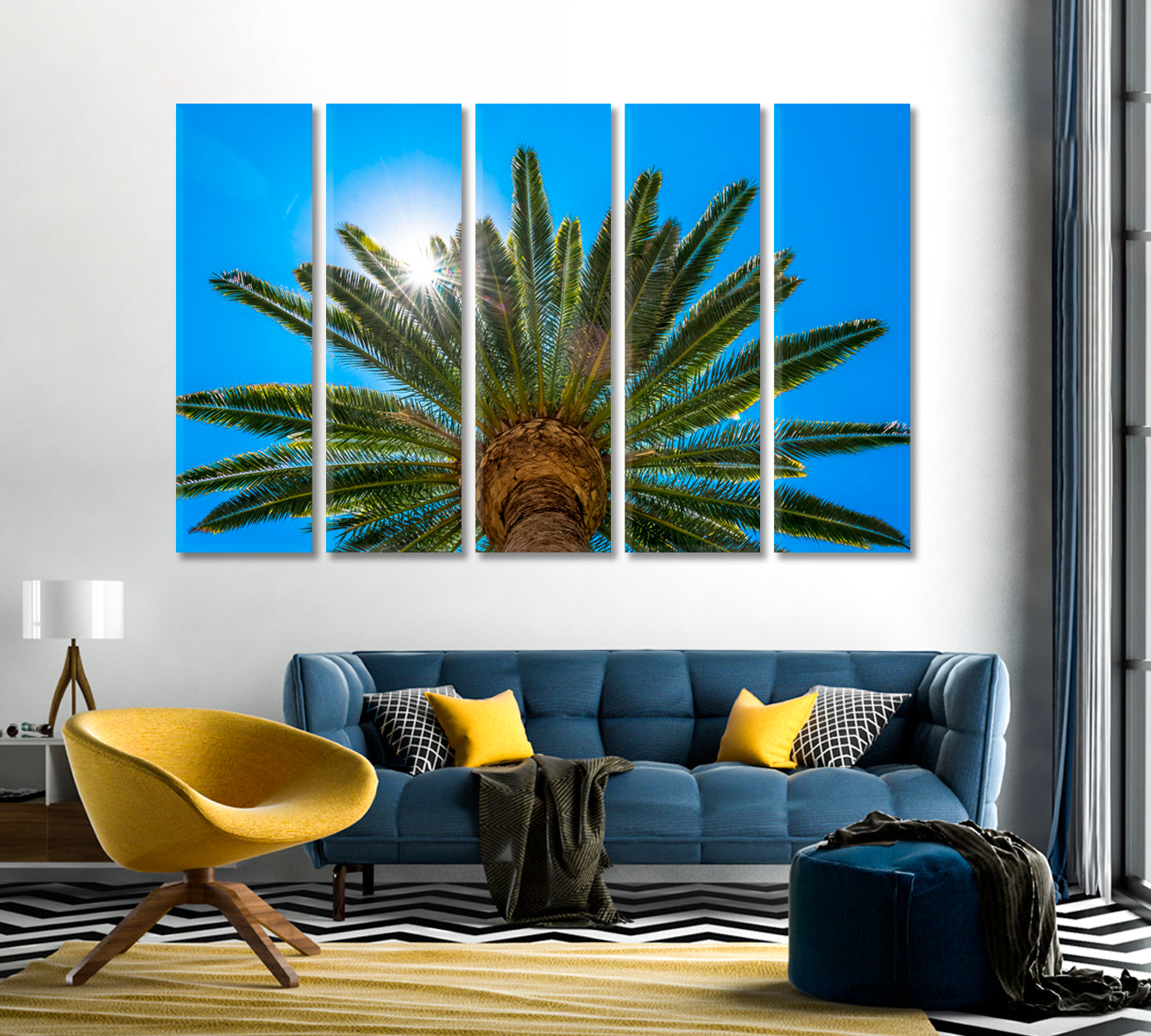 Palm Trees in Sun Rays California Canvas Print-Canvas Print-CetArt-1 Panel-24x16 inches-CetArt