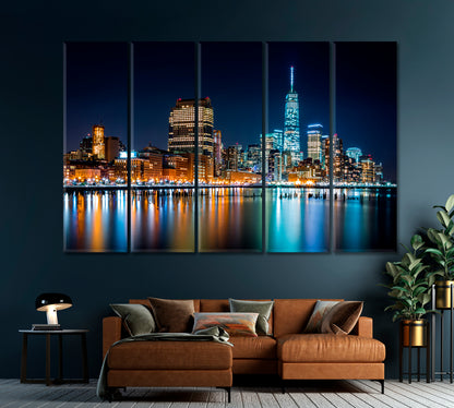 Manhattan by Night Viewed from Hudson River Park Canvas Print-Canvas Print-CetArt-1 Panel-24x16 inches-CetArt